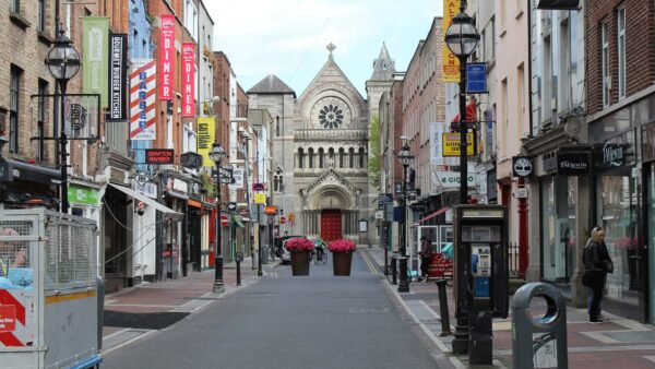 A photograph of South Ann's Street, Dublin, looking towards St Ann's Church on Dawson Street - Chauffeur Driven Tours of Ireland