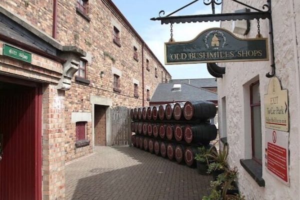 A photo of some barrels outside the Busmills Distillery in Northern Ireland and included in our Giant's causeway and Belfast private chauffeur tour.