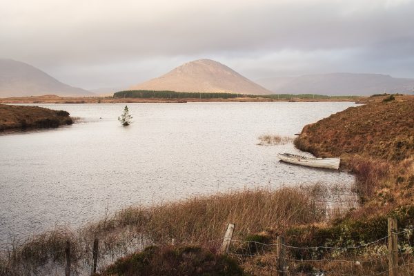 A lake and mountain in Connemara national park, included in our 2-day Connemara and Galway City private Chauffeur tour.